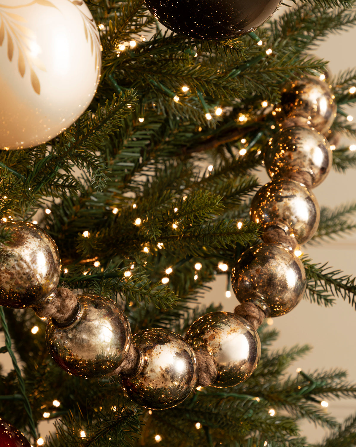 4.4' Aged Silver Glass Garland