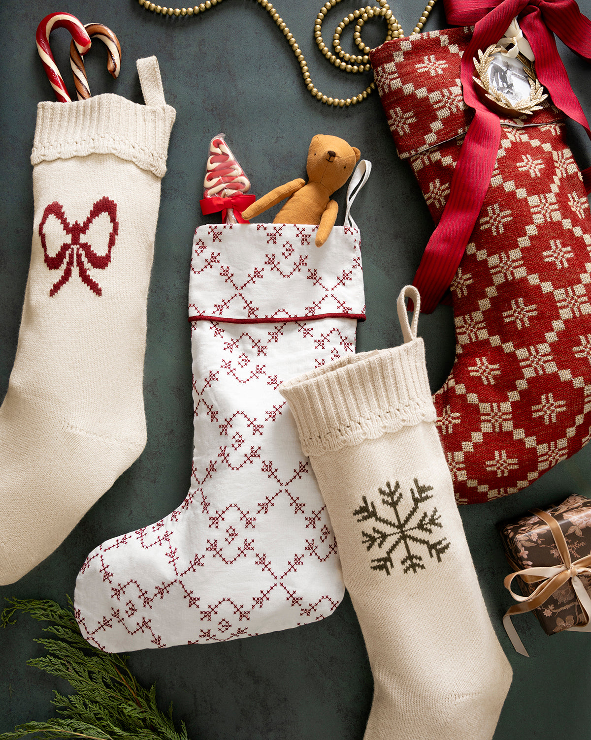 Bella Scalloped Stocking with Bow