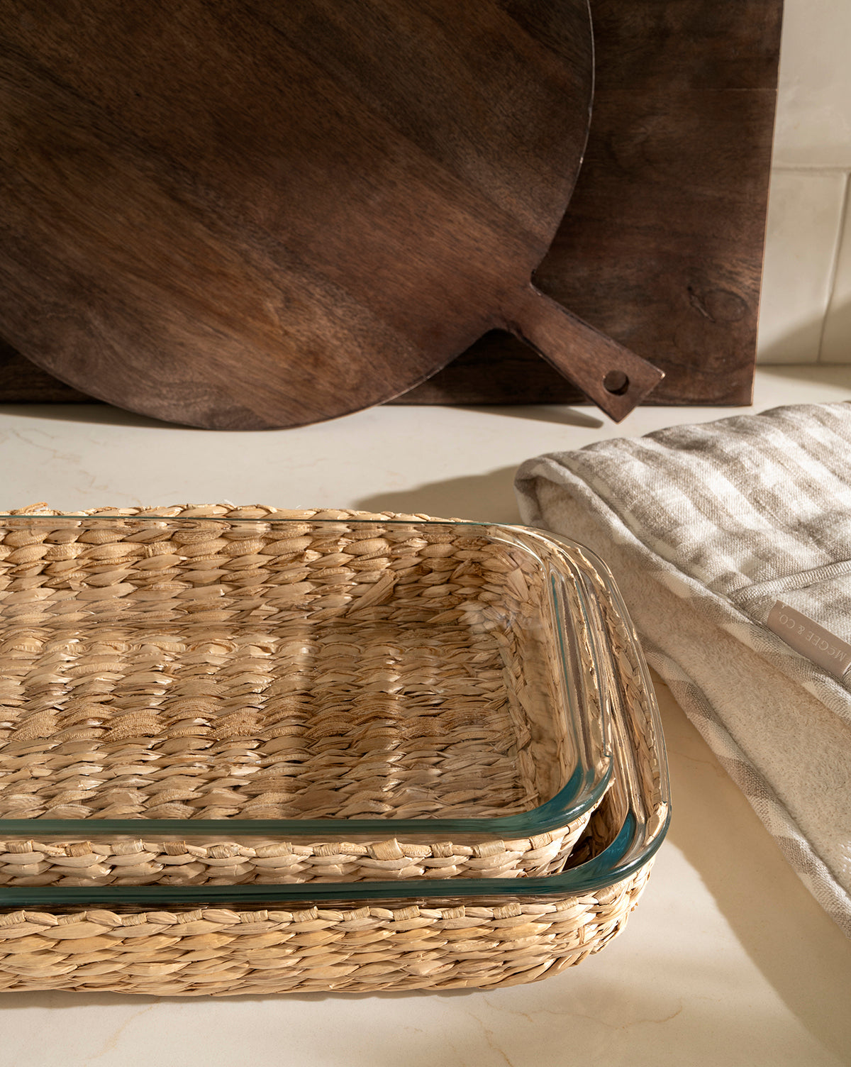 Glass Baking Dishes with Hand-Woven Lattice (Set of 2)