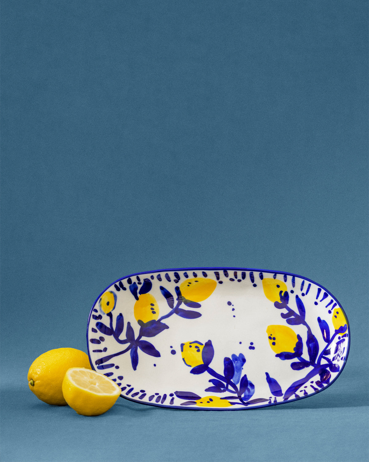 Hand-Painted Stoneware Lemon Platter