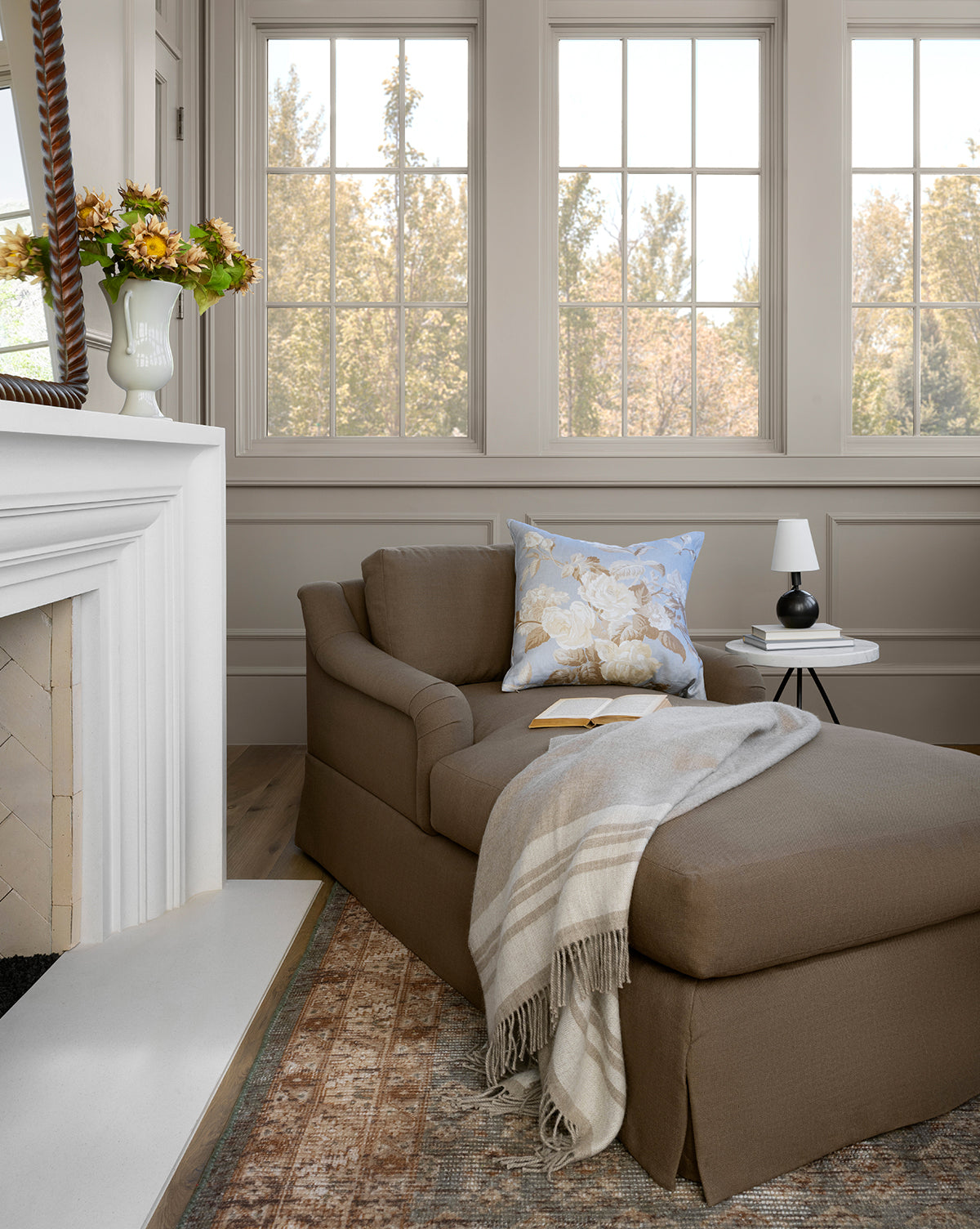 Lucille Skirted English Roll Arm Chaise Lounge