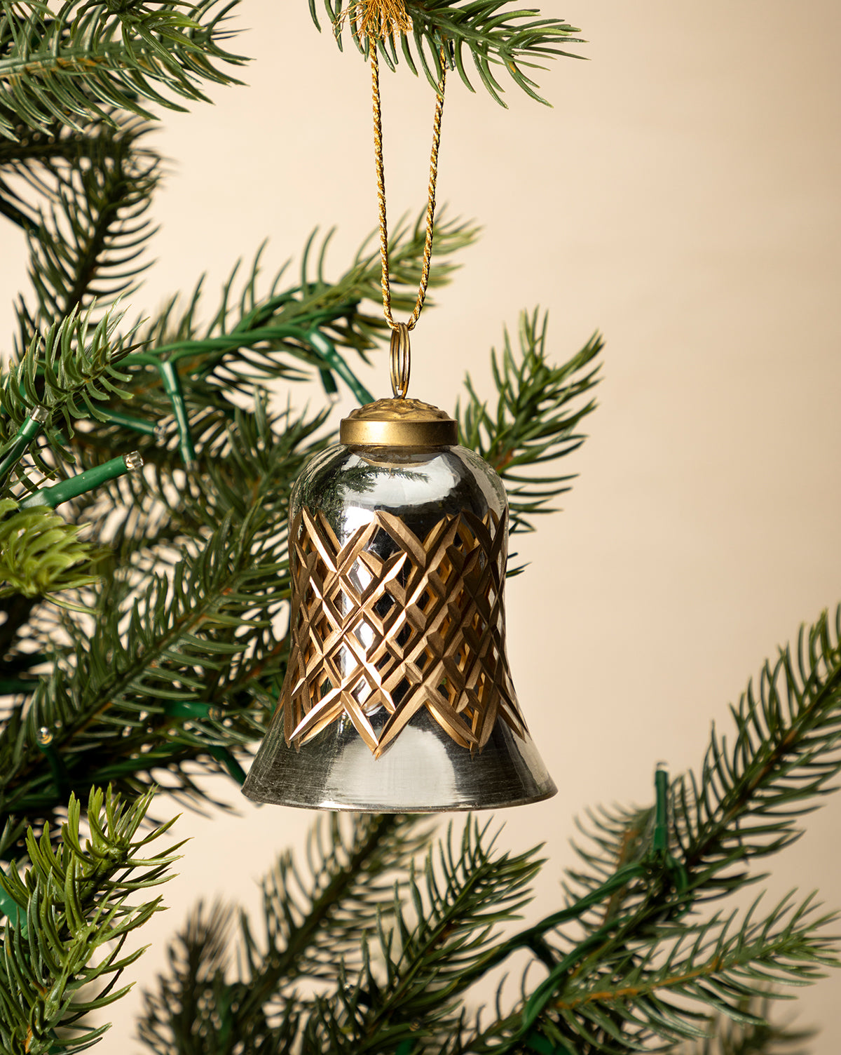 Hand-Painted Mercury Glass Bell Ornament