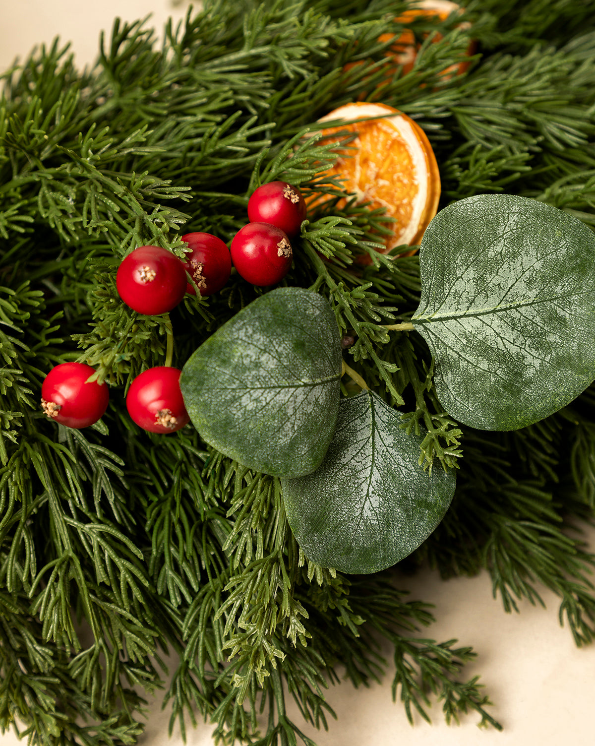 30" Orange & Eucalyptus Faux Wreath