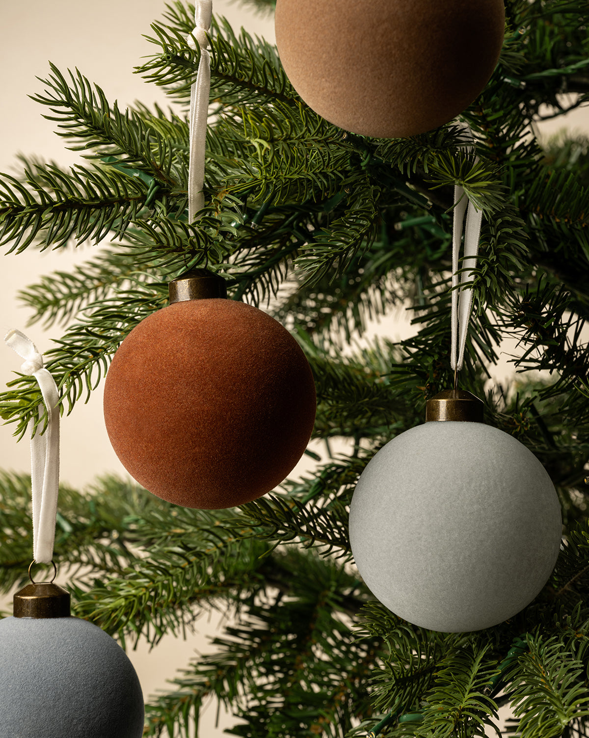3" Assorted Flocked Baubles (Set of 4)