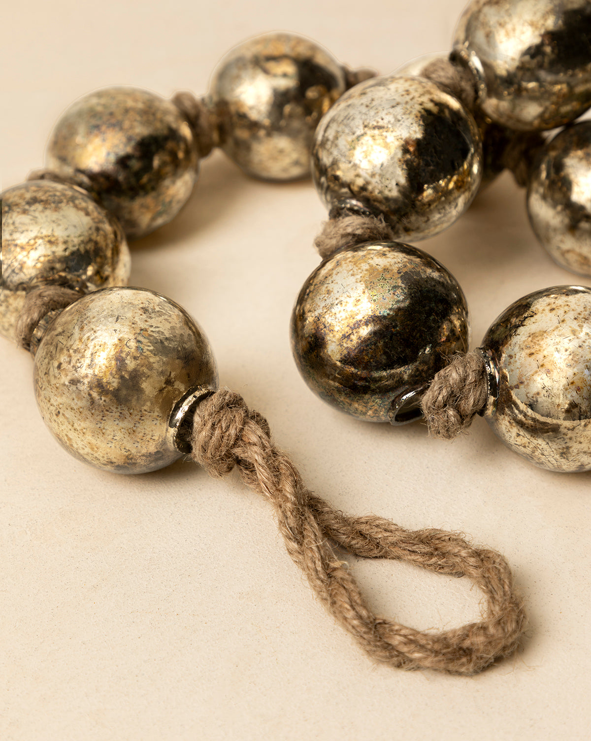 4.4' Aged Silver Glass Garland