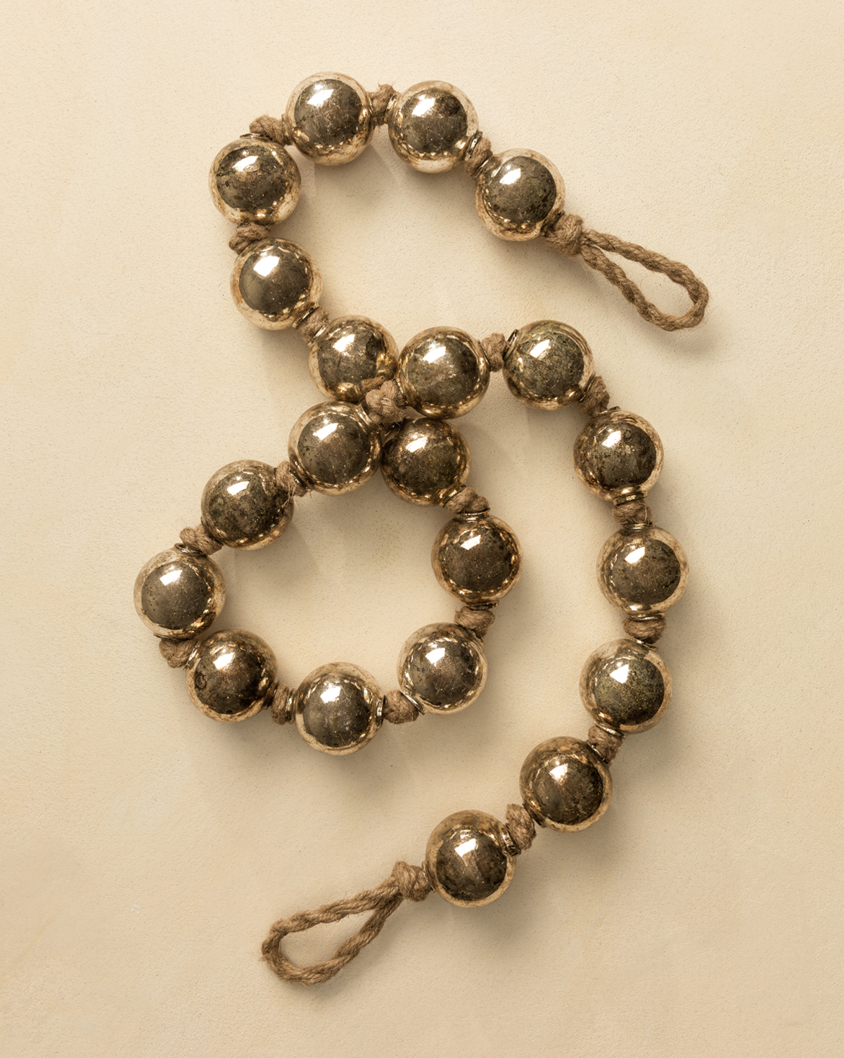 4.4' Aged Silver Glass Garland