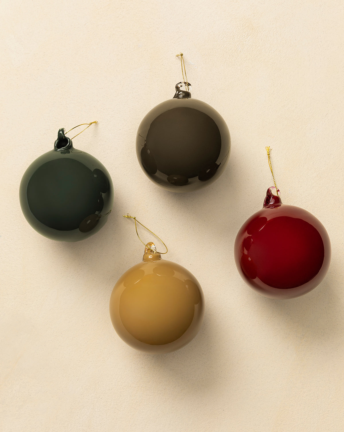 4" High Gloss Glass Baubles (Set of 4)