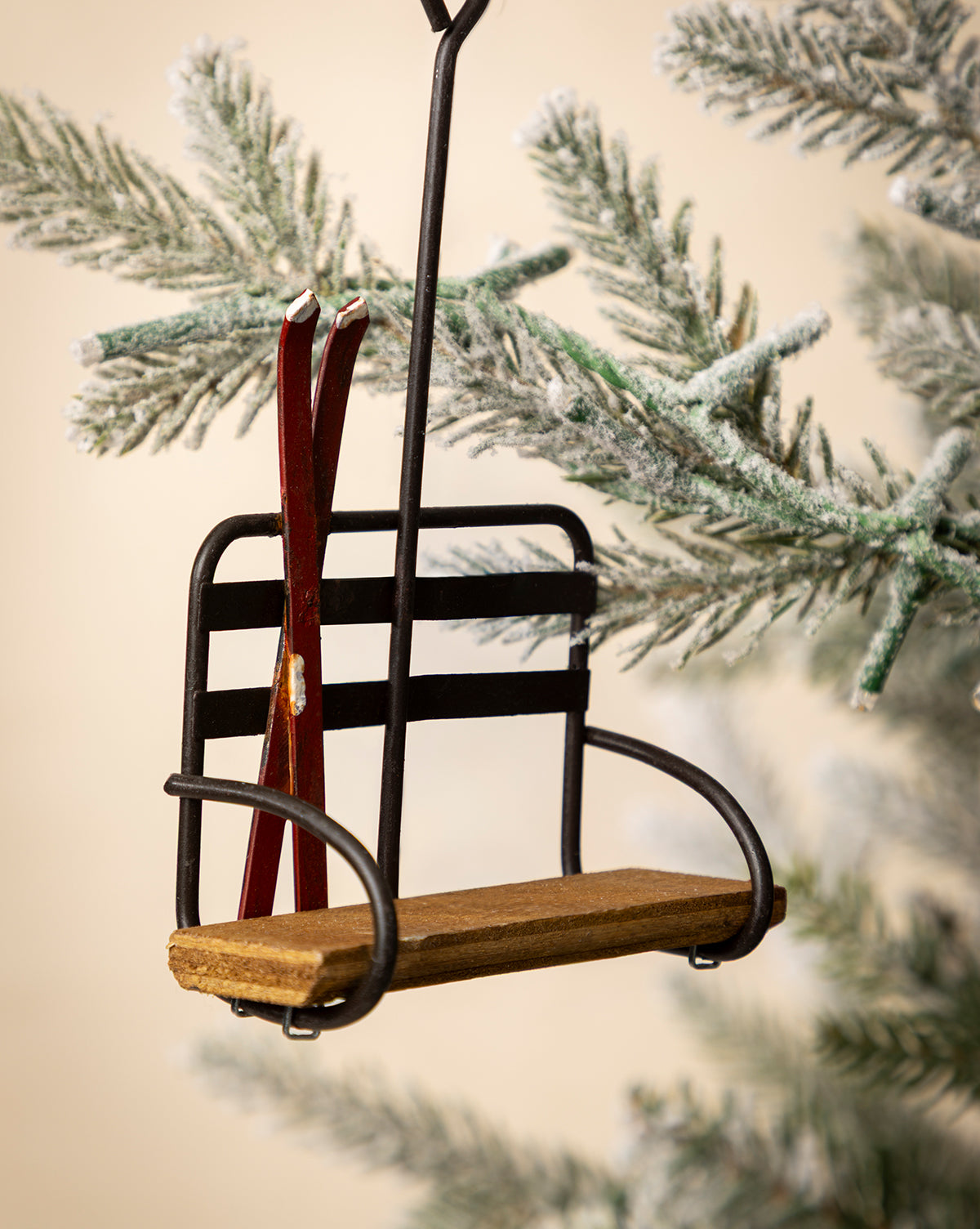 Wood Ski Lift Ornament