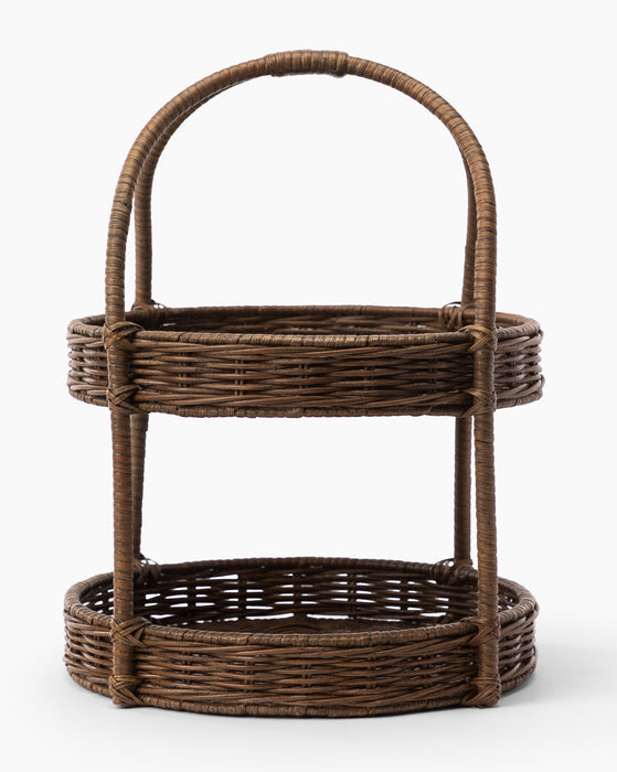 McGee & Co. two-tiered tray made from woven rattan 