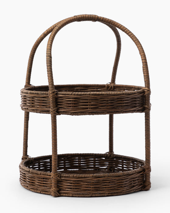 McGee & Co. two-tiered tray made from woven rattan