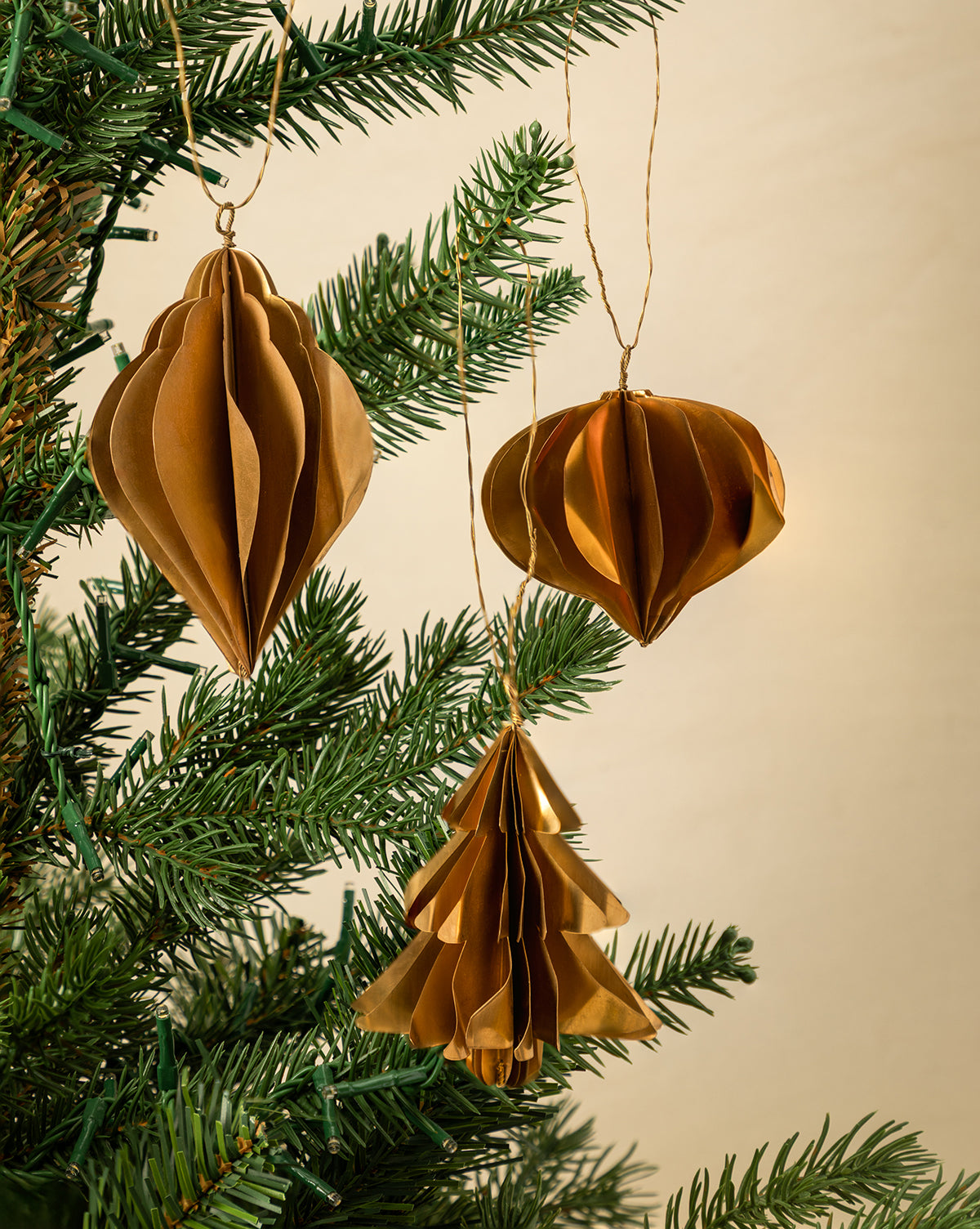 Brass Honeycomb Ornaments (Set of 3)