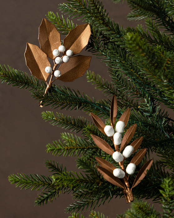 Bronze Leaf Clip Ornament (Set of 2)