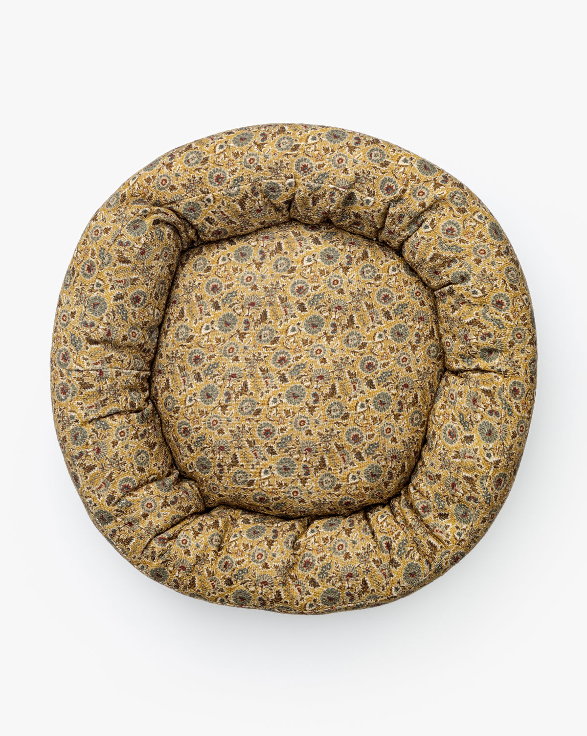 Cream Floral Printed Cotton Pet Bed