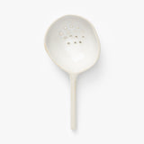 Cream Stoneware Strainer Spoon