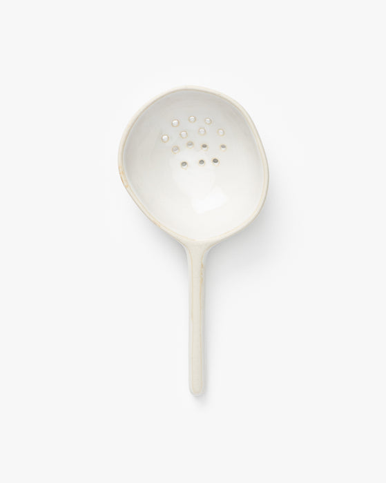 Cream Stoneware Strainer Spoon