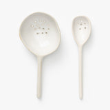 Cream Stoneware Strainer Spoon