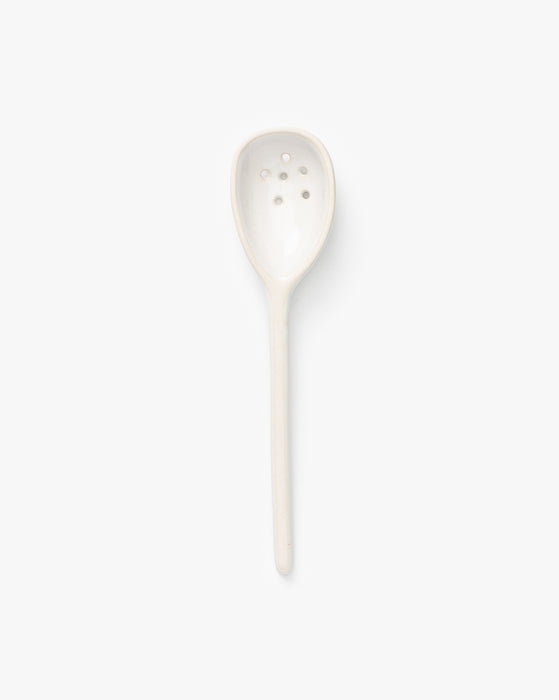 Cream Stoneware Strainer Spoon