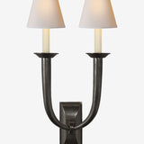 French Deco Horn Double Sconce