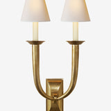 French Deco Horn Double Sconce