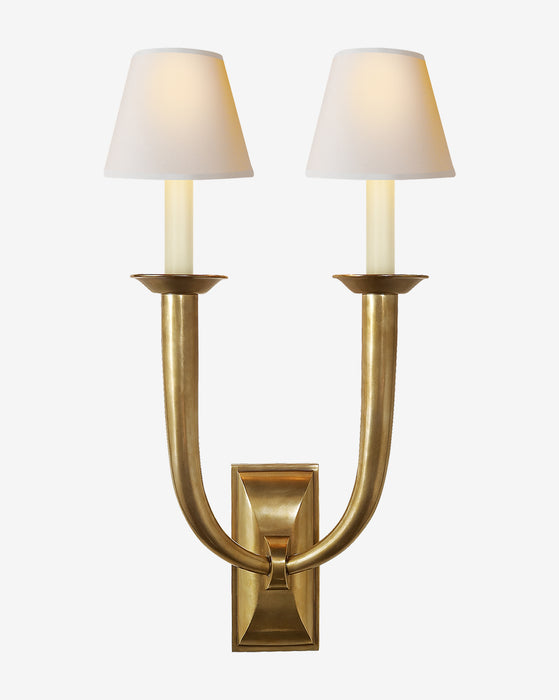 French Deco Horn Double Sconce