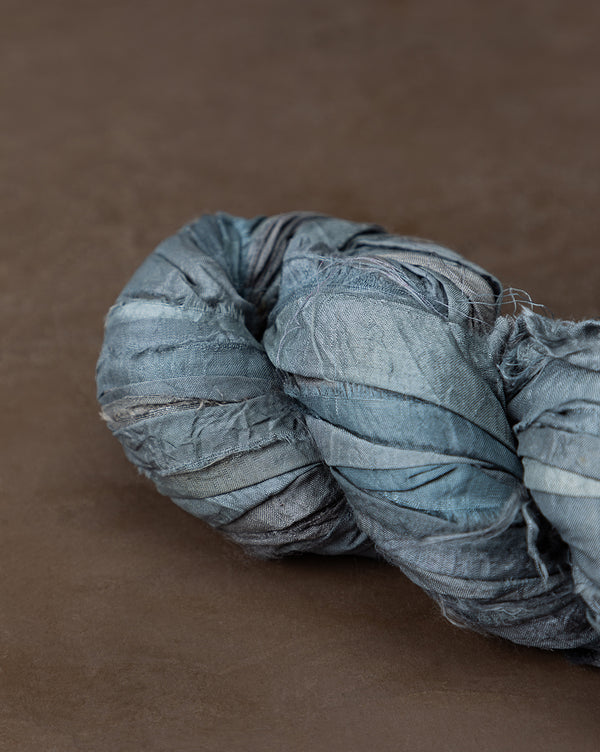 Gray Recycled Torn Silk Ribbon