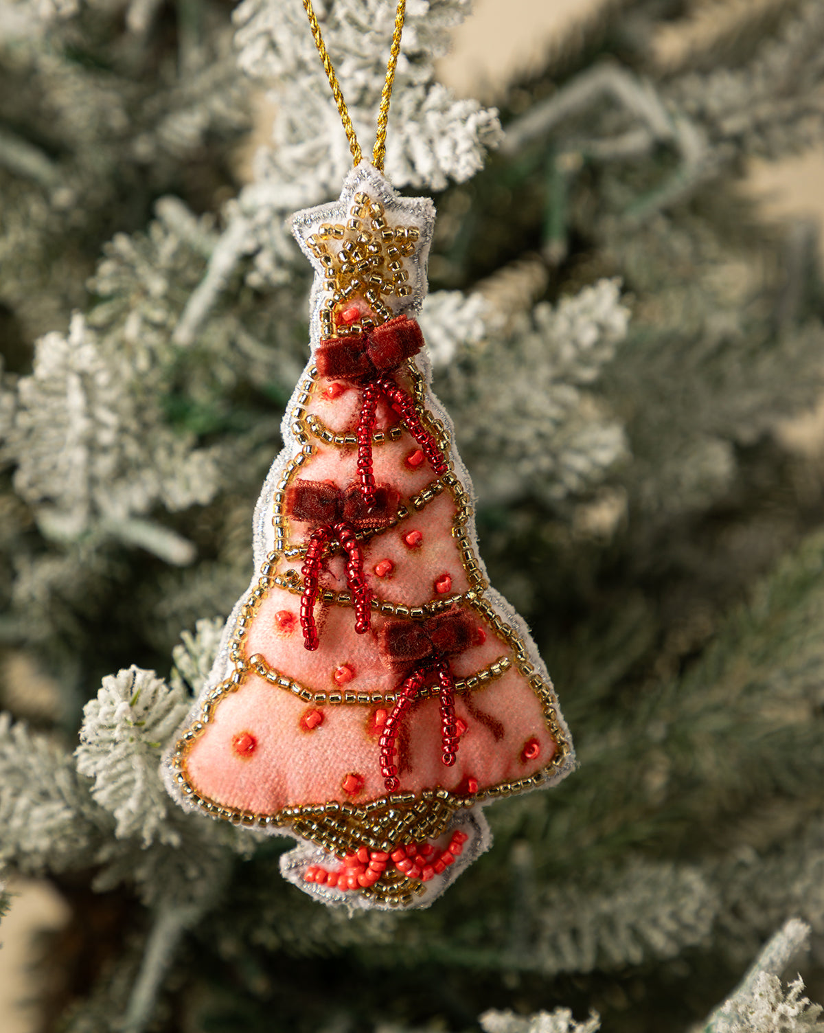 Handmade Beaded Christmas Trees (Set of 4)