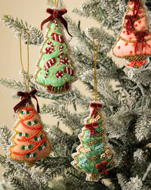 Handmade Beaded Christmas Trees (Set of 4)