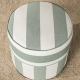 striped ottoman, outdoor pouf ottoman, outdoor ottoman cushion, indoor outdoor living spaces