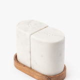 Marble Salt & Pepper Shakers with Wood Tray