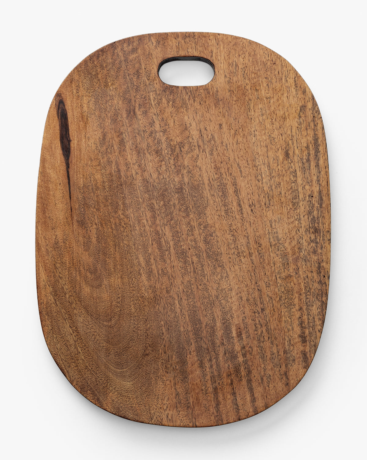 The Marlton Breadboard is a large, oval wooden serving board with a smooth surface and a rounded rectangular handle at the top, perfect for artisanal kitchen decor, shown against a white background by McGee & Co.