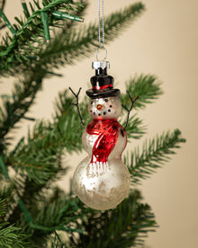 Mercury Glass & Wire Snowman Ornament