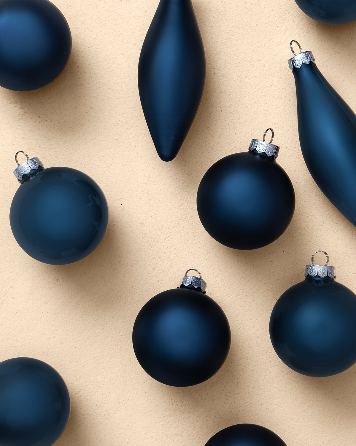 Assorted Ornaments Navy (Set of 10)