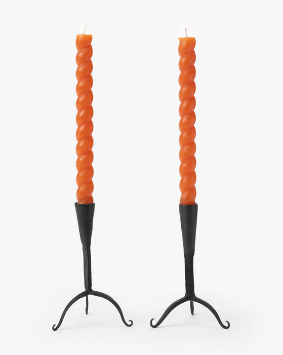 Orange Twisted Taper Candles (Set of 2)