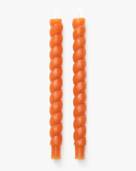 Orange Twisted Taper Candles (Set of 2)