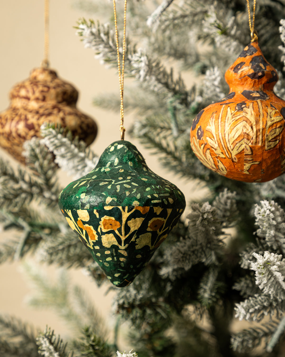 Paper Mache Block Printed Ornament (Set of 8)