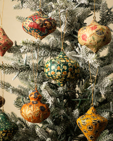 Paper Mache Block Printed Ornament (Set of 8)