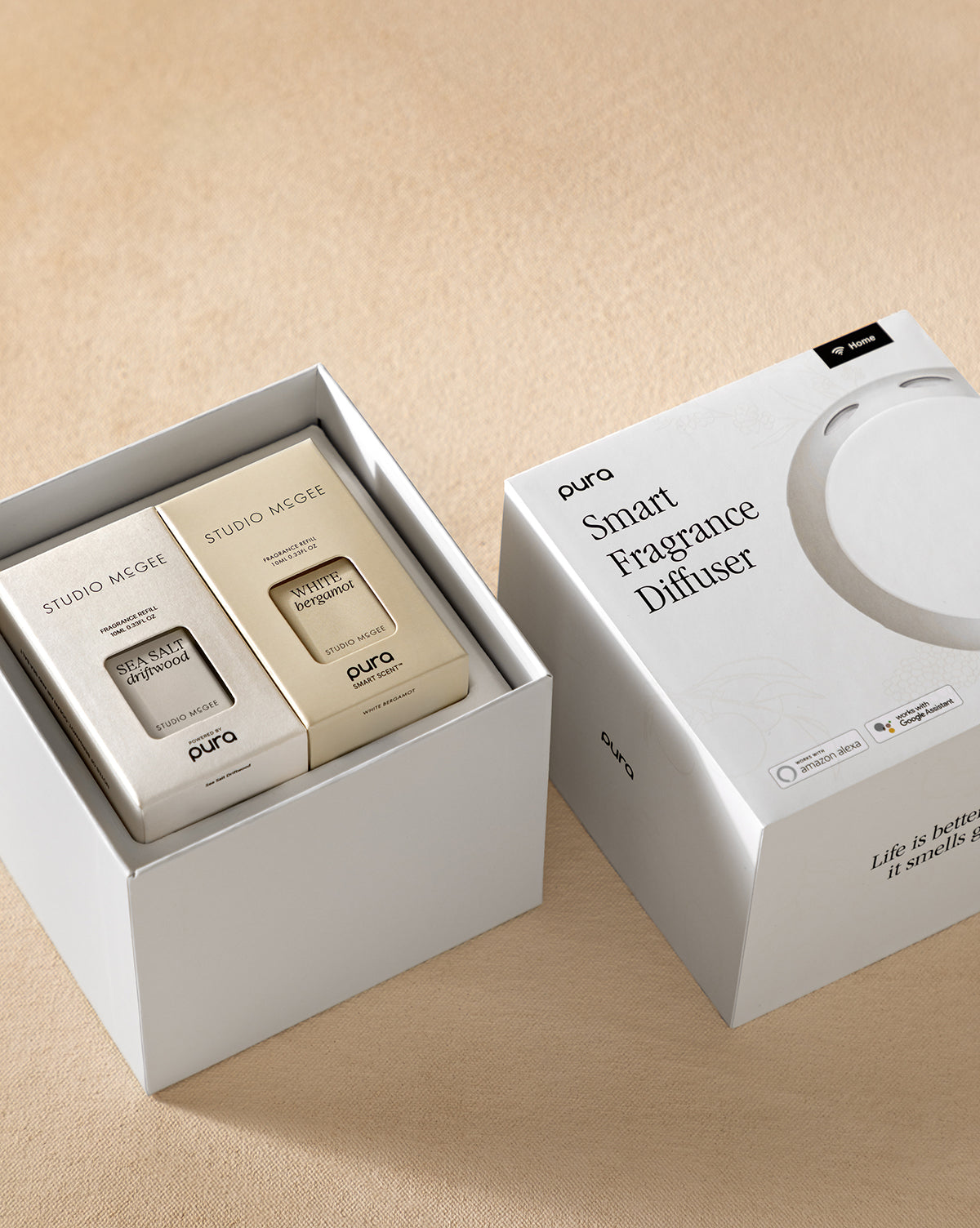 Pura x Studio McGee Diffuser Set Sea Salt Driftwood/White Bergamot