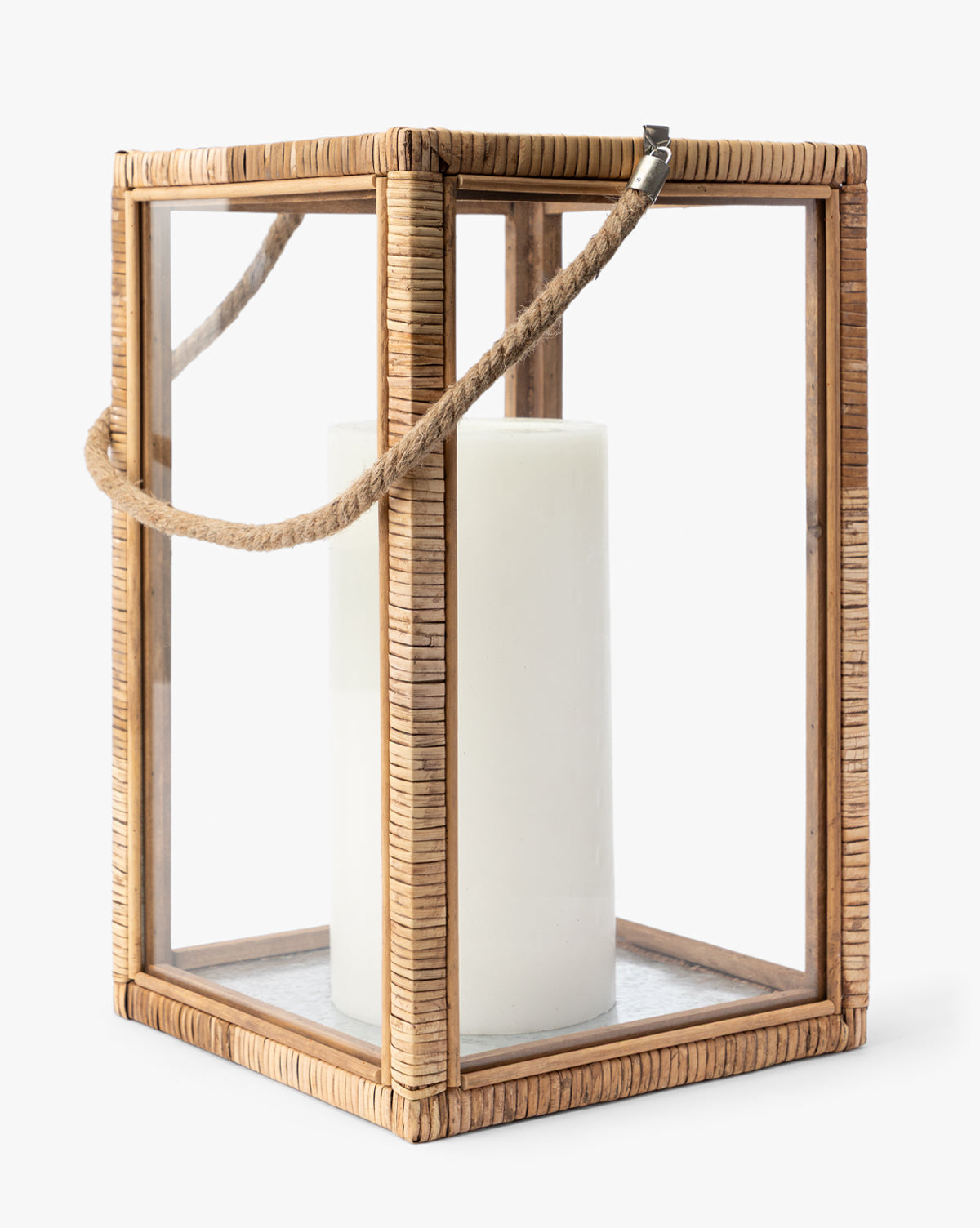 Rattan & Glass Lantern