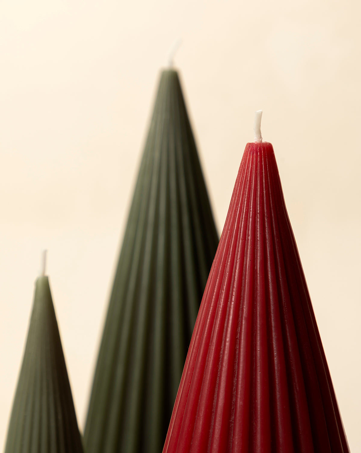 Ribbed Tree Candles (Set of 3)