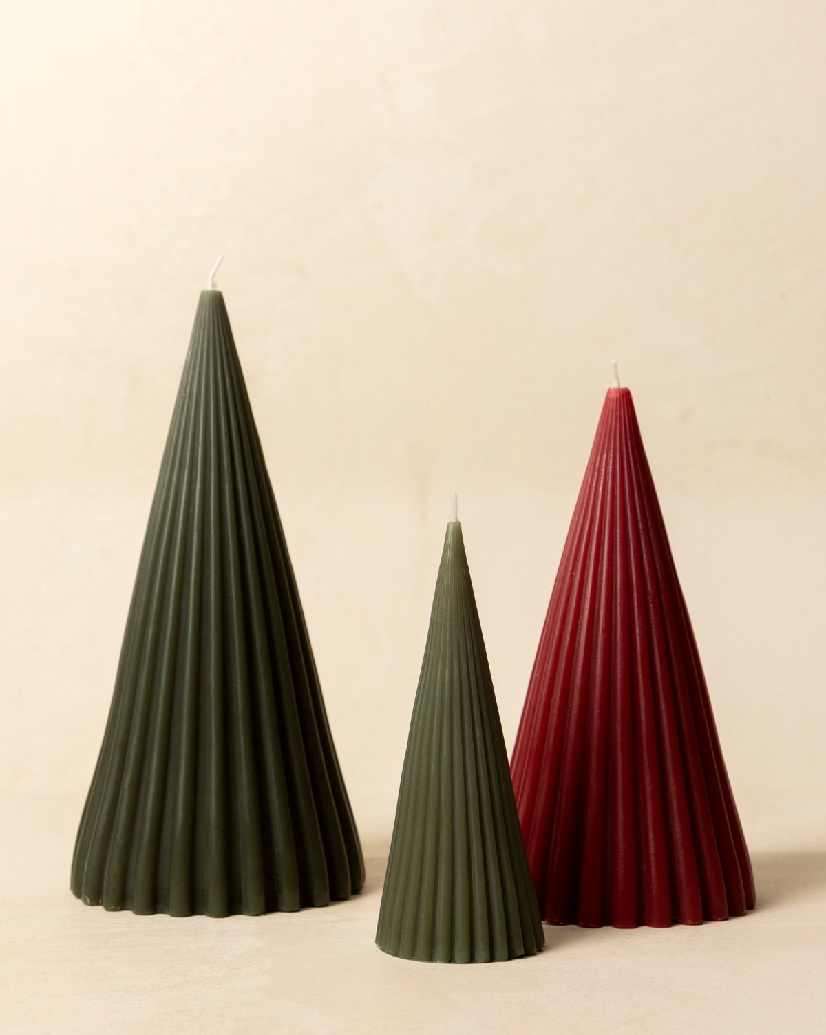 Ribbed Tree Candles (Set of 3)