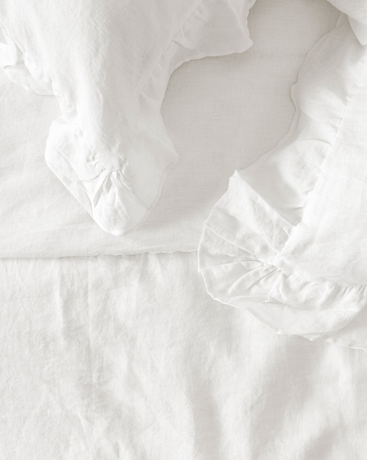 Ruffle White Linen Duvet Cover
