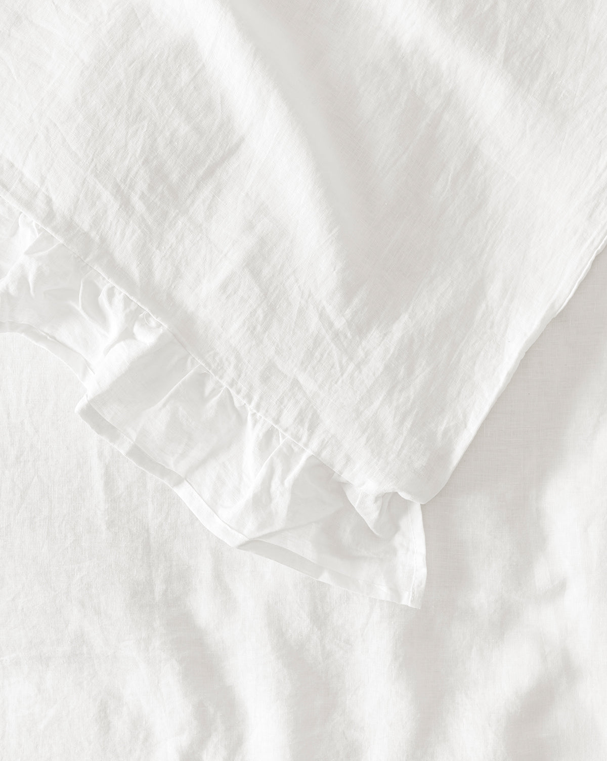 Ruffle White Linen Duvet Cover