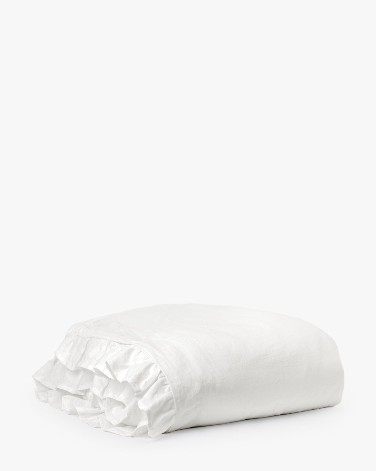 Ruffle White Linen Duvet Cover