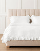 Ruffle White Linen Duvet Cover