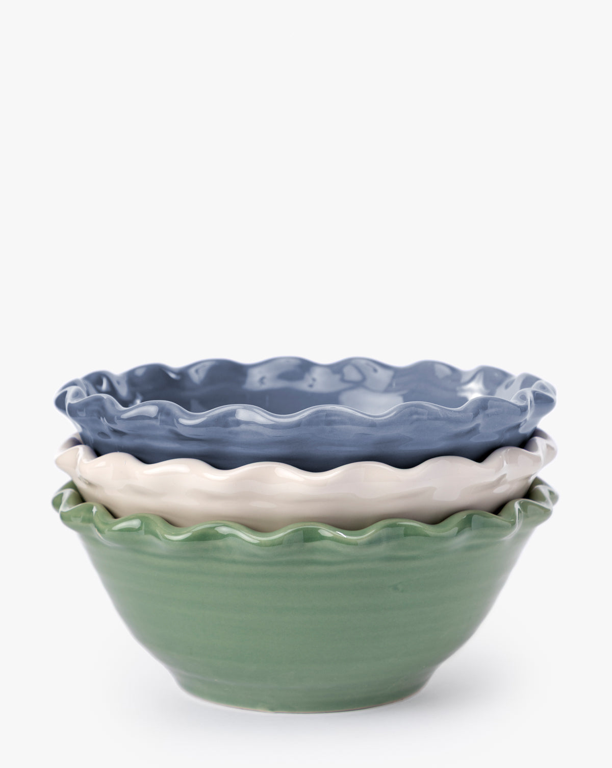 Scalloped Stoneware Bowls (Set of 3)