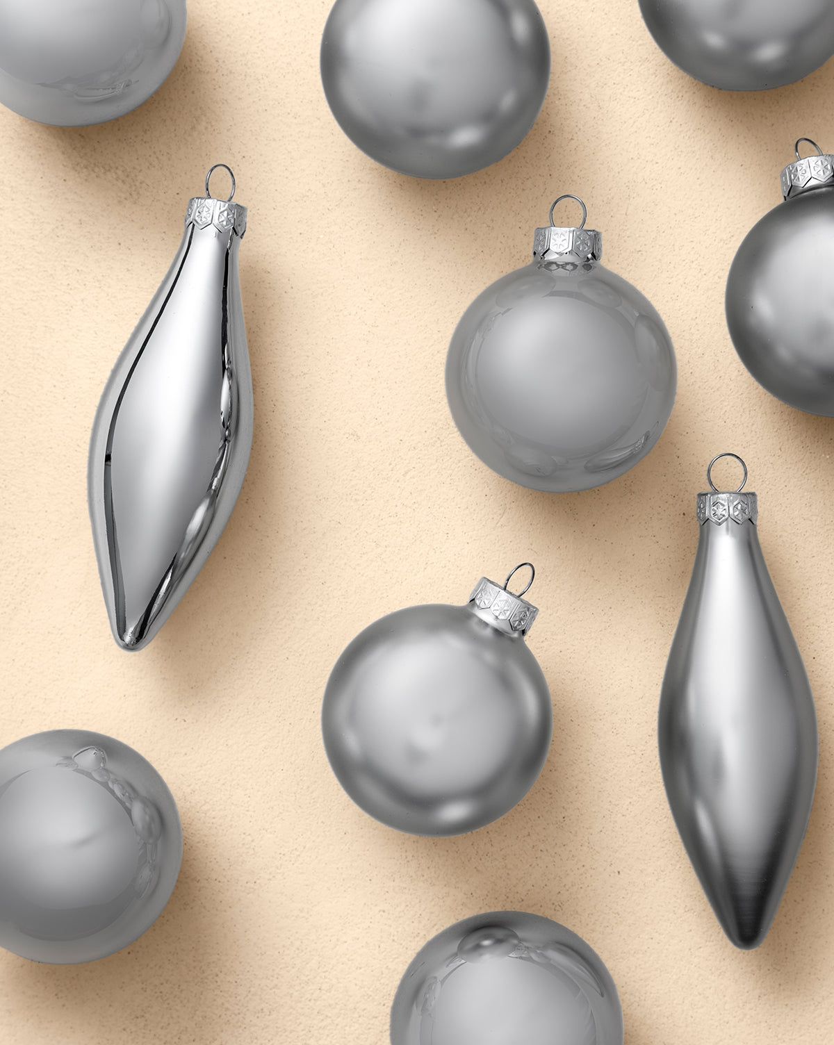 Assorted Ornaments Silver (Set of 10)