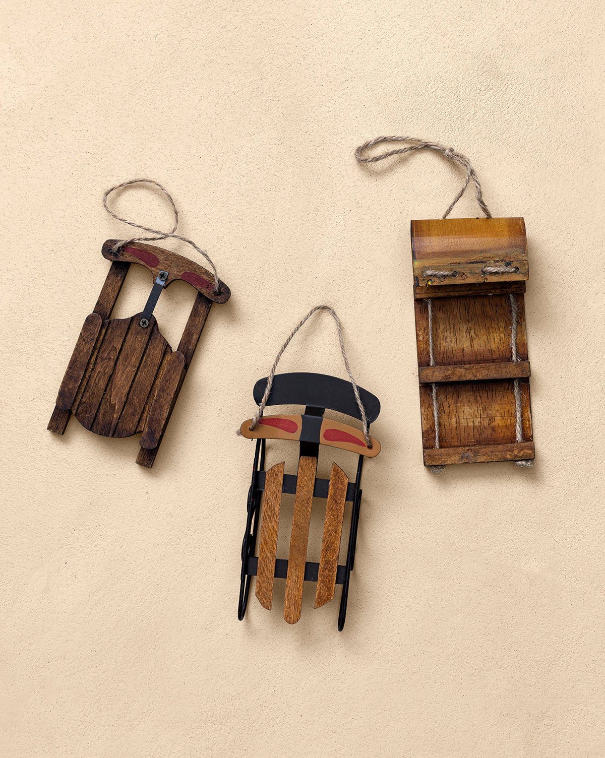 Sled Ornament Set (Set of 3)