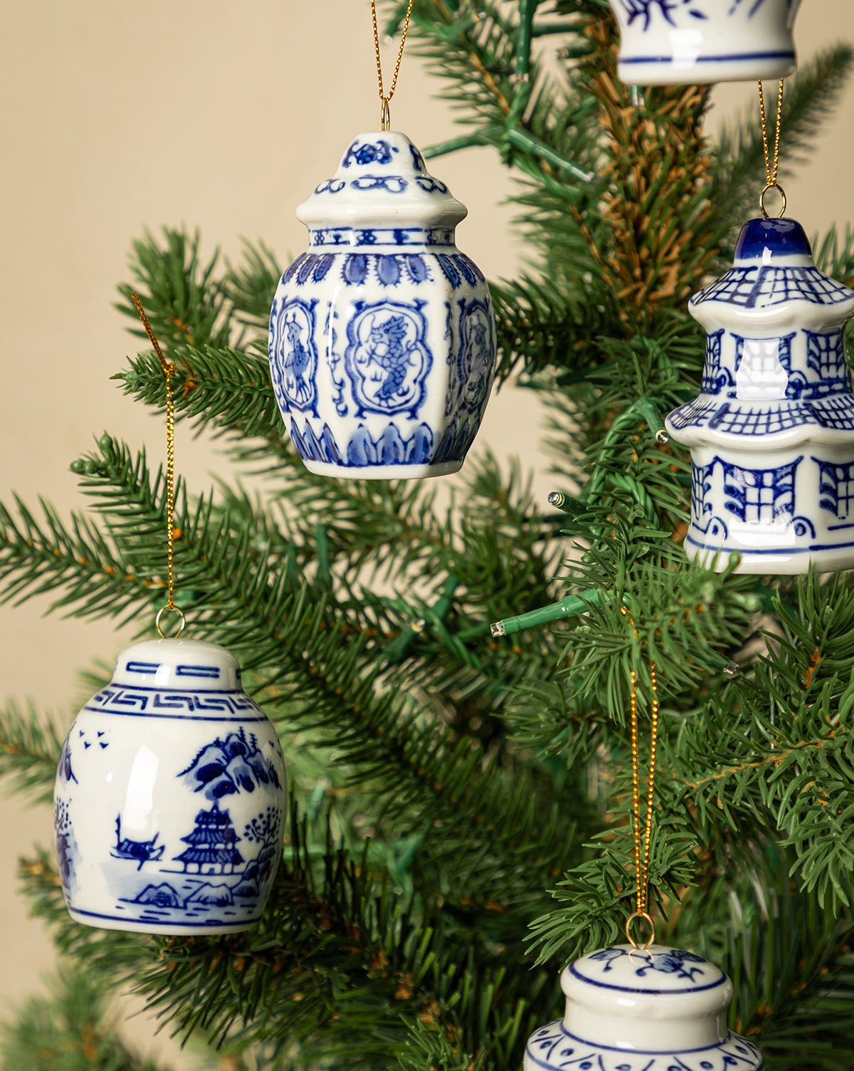 Stoneware Ginger Jar Ornaments (Set of 6)