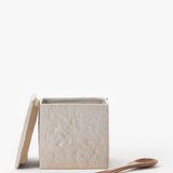 Stoneware Salt Cellar with Wooden Spoon