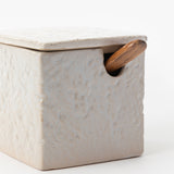 Stoneware Salt Cellar with Wooden Spoon